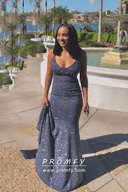 Charcoal Grey Body Hugging Mermaid Long Prom Dress Black Girl Prom Dresses Cute Prom Dresses Sparkly Prom Dresses