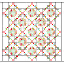 Colorful combination of cotton fabrics. Dresden Irish Chain Quilt Modafabrics Com