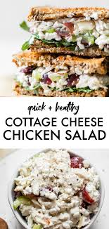 Easy Cottage Cheese Chicken Salad Sandwich Recipe That S Made With Cottage C In 2020 Cottage Cheese Recipes Healthy Cottage Cheese Dinner Chicken Salad Sandwich Recipe