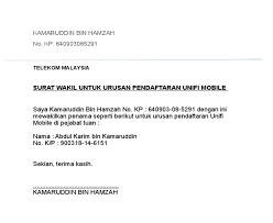 Surat wakil syarikat untuk tm. Contoh Surat Kuasa Bagi Register Telekom Malaysia