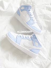 Baby Blue Nike Air Jordan 1 Mid Dont Buy This Is For Only One Buyer The Custom Movement In 2020 Nike Air Shoes Jordan Shoes Girls Trendy Shoes