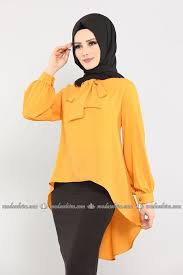 Modaselvim Bluz Gomlek Fular Detay Bluz 3142mw279 Hardal Musluman Modasi Moda Stilleri Moda