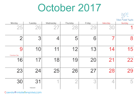 2017 October Calendar Http Www Calendarprintabletemplates Com October 2017 Calendar Printable Template Printable Calendar Printables 2017 Printable Calendar