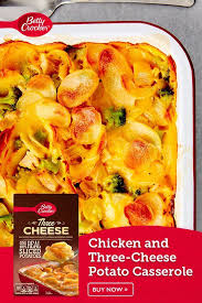 Chicken And Three Cheese Potato Casserole Recipe Chicken Recipes Casserole Scalloped Potato Recipes Chicken Dishes For Dinner