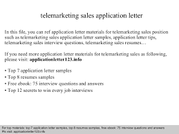 Telemarketing Sales Application Letter