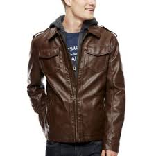 Levi S Hooded Faux Leather Trucker Jacket Hooded Faux Trucker Jacket Jackets