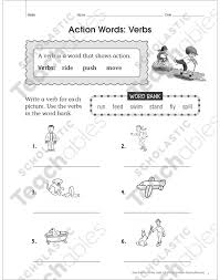 Part of a collection of free grammar worksheets from k5 learning; Action Verbs Grade 1 Collection Printable Differentiation Collections