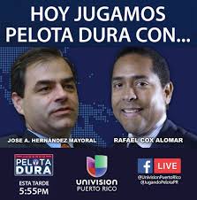 Cómo analizan la división interna que existe en el Partido Popular  Democrático? Hoy jugamos Pelota Dura con Rafael Cox Alomar y José Alfredo  Hernández Mayoral. A las 5:55pm por Univision Puerto Rico
