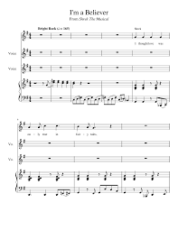 I M A Believer From Shrek The Musical Sheet Music For Piano Vocals Mixed Quartet Musescore Com