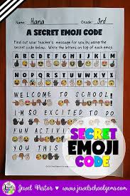 Back To School Science Activities Emojis Secret Emoji Code By Jewel Pastor Tpt A Secret Emoji Cod Emoji Codes Back To School Activities Emoji Classroom