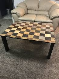 Completely Free Coffee Table Used Pallet Wood And Free Sample Flooring Squares From Home Depot Wood Sample Wood Pallet Projects Wood