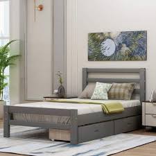 Twin Platform Bed With Two Storage Drawers Baysitone Wood Bed Frame With Headboard Wood Slat Support No Box Spring Needed Easy Assembly Gray Twin Buy Online In Aruba At Aruba Desertcart Com Productid 186509774 We made the bed frame with generous drawers and the headboard with room for books, magazine files and. desertcart