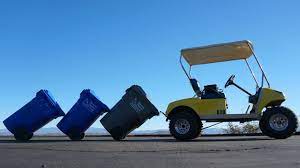 Www.trashtow.comhaul your trash can to the curb with ease by attaching trash tow to a standard ball hitch. Trash Can Transport Train Via Golf Cart Garbage Commander Youtube