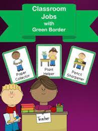 Classroom Job Chart With Green Border