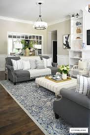 Summer Living Room With Calming Neutral Palette Summer Living Room Blue Living Room Decor Living Room Colors