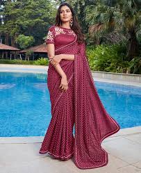 Meron indesign usa have been exporting and trading cloth products at worldwide including asia, australia, canada, uk and middle. Buy Amazing Maroon Designer Saree 241893 At 19 94