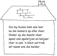 Ma, ek skryf vir jou n gedig sonder fênsie leestekens sonder woorde wat rym sonder bywoorde net sommer n kaalvoet gedig My Huis