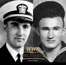 Vice Admiral Arthur Dewey Struble (center, foreground), commander of U.S.  Seventh Fleet, addresses a group of 52 officers and men, during ceremonies  aboard U.S.S. Missouri off Wonsan, North Korea