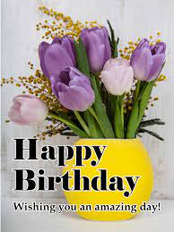 Flower birthday purple purple flower purple birthday flower birthday flowers colorful flora nature bloom petals high definition picture spring garden stamens blossom plant green petal yellow beautiful tulip fickleness background fresh macro floral tulips vibrant keukenhof holland celebration violet blue. Purple Tulip Happy Birthday Card Birthday Greeting Cards By Davia