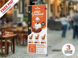 Restaurant Advertisement Roll Up Banner Psd Food Poster Design Roll Up Design Roll Banner