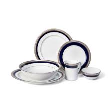 Free delivery over £40 to most of the uk ✓ great selection ✓ excellent the set includes four dinner plates, four side plates, four bowls, four mugs, four glasses, four knives, four. Crestwood Cobalt Platinum Dinner Sets Ekaani Mumbai