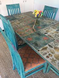 Usually ships within 6 to 10 days. My Daughter Sarah And I Painted Decoupage And Stenciled This Dining Room Table And Chairs Bohemian Blis Decoupage Table Funky Dining Room Decoupage Table Top