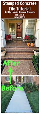 Diy Stamped Concrete Tile Tutorial Do It Yourself Fun Ideas Concrete Patio Backyard Patio Designs Diy Stamped Concrete