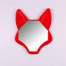 reynard red fox head shaped mirror wall decor home decor nursery room animal lovers bathroom hallway head shapes mirror design wall animal lover
