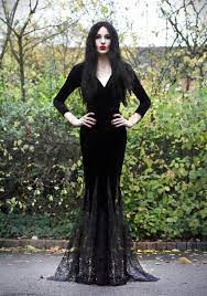 GOTHIC Pencil Dress Morticia Addams Dress Costume Long - Etsy UK