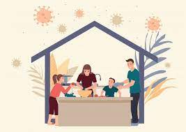 Family Stay At Home Doing Daily Activity Together Family Cartoon Home Cartoon Stay At Home Illustration Poster