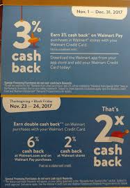 Walmart also offers price adjustments through their savings catcher app. Walmart Credit Card Cash Back Bonus Offer Earn Up To 6 Cash Back For Thanksgiving Black Friday