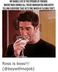 Maybe you would like to learn more about one of these? My Whole Life Is The Episode Of Friends Whereross Drinks All Those Margaritas And Keeps Telling Everyone That He S Fine When He Clearlyisn T Ross Is Boss Drinking Meme On Ballmemes Com