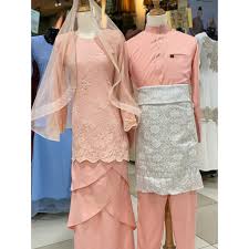 Saiz S Xl Set Baju Nikah Baju Kurung Dan Baju Melayu Lace Zarra Peach Disney Wedding Dresses Pakistani Wedding Dresses Indian Bridal