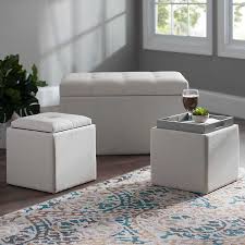 Walker edison modern marble and metal frame open rectangle coffee accent living room ottoman end table, 42 inch. Cream Linen Storage Ottomans Set Of 3 Kirklands