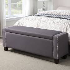 Nailhead Storage Ottoman Dark Grey Storage Bench Bedroom Grey Storage Bench Bedroom Storage