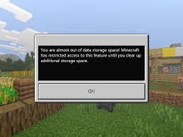 Almost Out Of Data Storage Space Minecraft Realm Error Microsoft Community