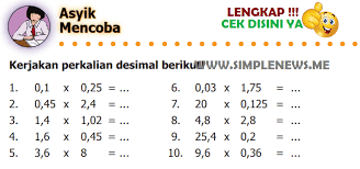 Kunci jawaban matematika kelas 5 sd/mi ,ayo mencoba halaman 35 tentang perkalian pecahan desimal buku matematika senang belajar matematika materi bab 2 pecah. Lengkap Kunci Jawaban Halaman 35 Matematika Kelas 5 Kurikulum 2013 Simple News Kunci Jawaban Lengkap Terbaru