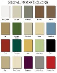 a chart of standard metal roofing colors screened in