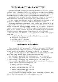 Seminar Speranta De Viata La Nastere Geografie