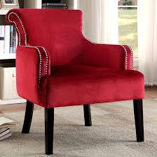 You'll find comfortable accent chairs of all sizes and styles, ready to satisfy the most discerning tastes in home furnishings. Living Room Red Velvet Accent Chair With Nailhead Trim Overstock 16287361