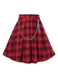 Plus Size Plaid A Line Chains Embellished Mini Skirt