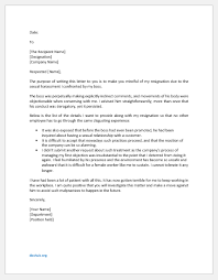 Sample resignation letter after 3 months. Resignation Letter During Probation Due To Sexual Harassment Document Hub