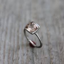 Cushion Morganite Ring Morganite Gemstone Ring Alternative Engagement Ring Pink Morganite Bezel Ring Eco White Gold Palladium Ring 14k White Gold Ring Palladium White Gold Morganite Ring
