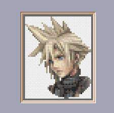 If you love a boy in glasses, then this pattern is for you! Cloud Strife Final Fantasy Vii Dissidia Portrait Cross Stitch Pattern Pdf Instant Download In 2021 Portrait Cross Stitch Final Fantasy Vii Cross Stitch
