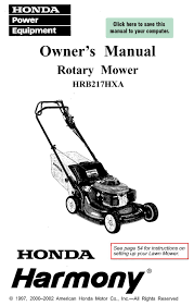 We carry a variety of the most popular honda walk behind mowers in stock and ready for pick up. Honda Hrb217hxa Owner S Manual Pdf Download Manualslib