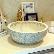 Europe Vintage Style Art Wash Basin Ceramic Counter Top Wash Basin Bathroom Sink Round Shape Wash Basins In Bathroom Bathroom Sink Vintage Style Art Wash Basin