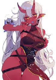 Rule 34 - Akumi Demon Demon Girl Female Oni Oni Horns Red Skin Scars Vyugen  White Hair Yellow Eyes | 8465645