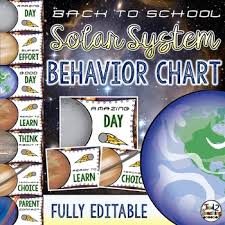 solar system and space classroom decor behavior chart editable