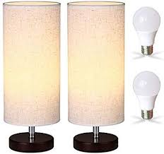 Deeplite Table Lamps Set Of 2 Bedside Desk Lamps 2 Pack Set Led Bulb Included Minimalist Wood Table Lamps For Living Room Bedroom Lamp Led Bulb Table Lamp