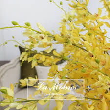 单枝文心兰黄色高仿真过胶花头跳舞兰样板房装饰花艺 plants hangzhou series 3